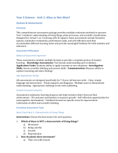 Year 3 Science: Alive or Not Alive? Assessment Package