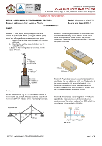 Mechanics of Deformable Bodies Assignment - Stress Analysis