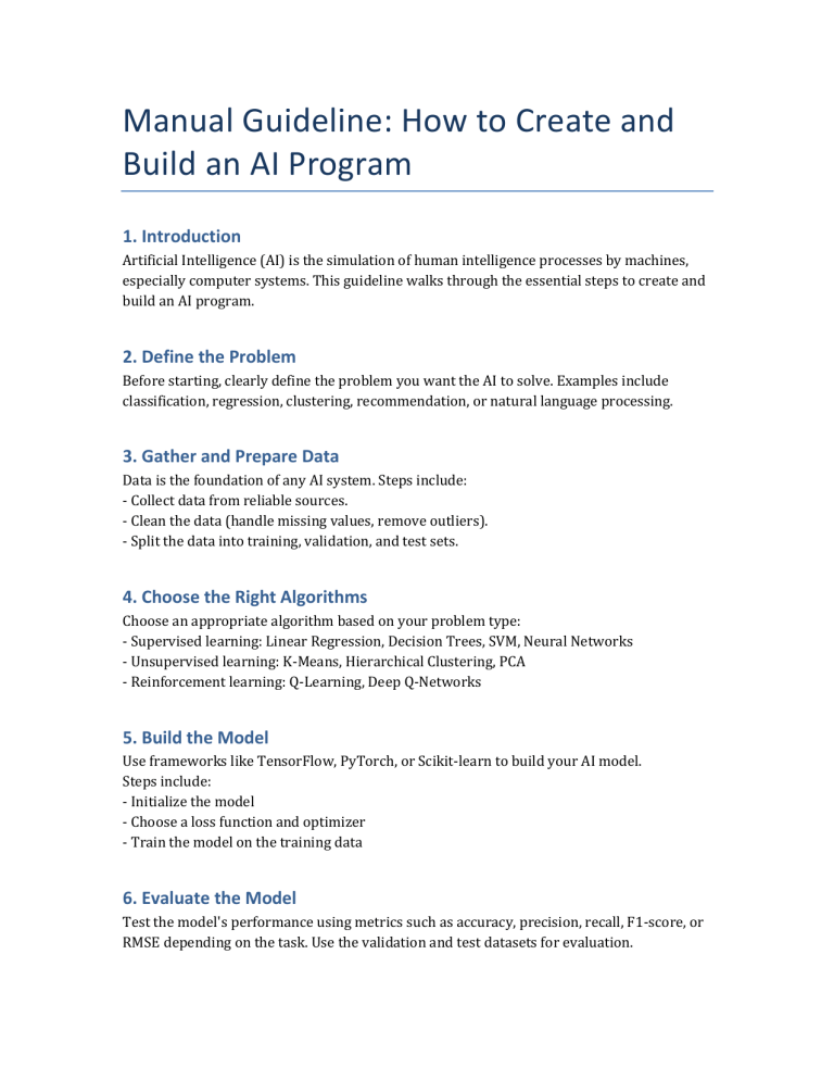 AI Program Creation Guide: Steps & Algorithms