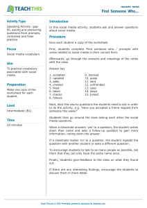 Social Media Vocabulary Worksheet: Find Someone Who...