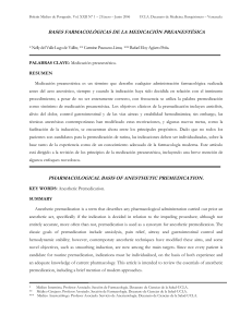 Premedicaci&oacute;n Anest&eacute;sica: Bases Farmacol&oacute;gicas
