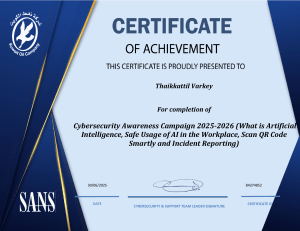 Cybersecurity Awareness Certificate: AI & Incident Reporting