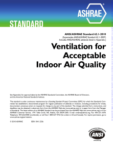 ASHRAE 62.1-2010: Ventilation for Acceptable Indoor Air Quality Standard