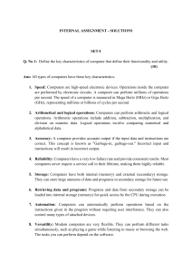 Computer Characteristics, RAM, and Software Assignment Solutions