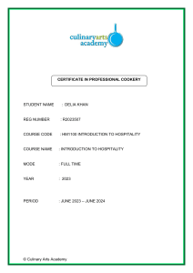 Hospitality Coursework: Sectors, Service, Hotels & Resorts