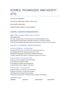 Paradigm Shifts in Science: Copernicus, Darwin, Freud