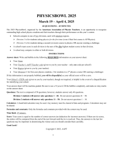 PhysicsBowl 2025: High School Physics Contest
