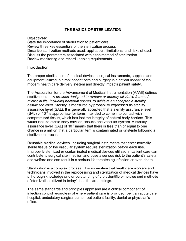 Strlization Machine Parameters The Basics of Sterilization: Methods, Parameters & Patient Safety