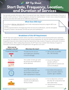 IEP Start Date, Frequency, Location & Duration Tip Sheet