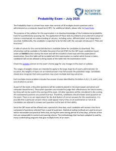 Probability Exam Syllabus - July 2025