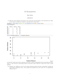 Econometrics Exercise: Advertising & Sales Regression