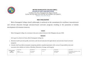 Gender and Society Course Syllabus - Metro Dumaguete College