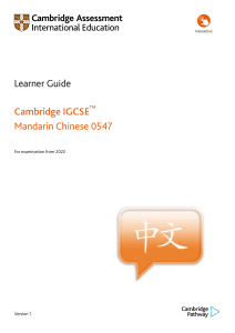 Cambridge IGCSE Mandarin Chinese Learner Guide