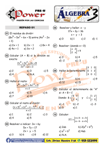 Hoja de repaso de &aacute;lgebra: polinomios, determinantes, ecuaciones