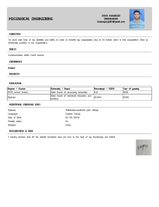 Mechanical Engineering Fresher Resume - Kuna Nagaraju