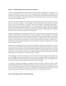 Technology's Impact: Essays on Society & Individuals