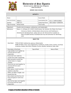 Earth Science Rock Classification Worksheet