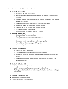 Year 7 Global Perspective: Content Overview