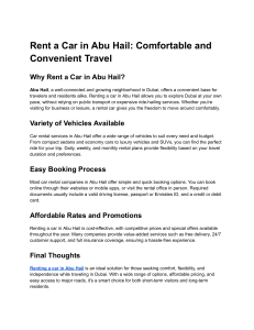 Rent a Car in Abu Hail  Comfortable and Convenient Travel