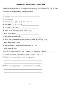 Trainee Characteristics Data Gathering Questionnaire