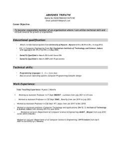 Abhishek Tripathi - Computer Science Resume