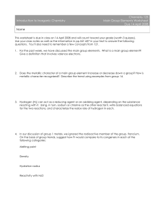 Main Group Elements Chemistry Worksheet | Inorganic Chemistry 123
