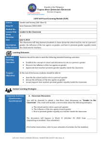 Gender in the Classroom: Equality & Socialization