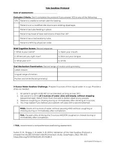 Yale Swallow Protocol: Swallowing Assessment Guide