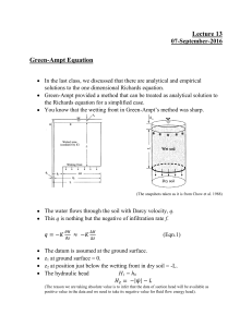 Green-Ampt Equation: Infiltration Modeling in Soil