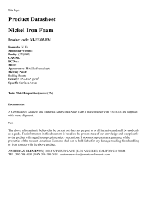 Nickel Iron Foam Datasheet: Properties & Specifications