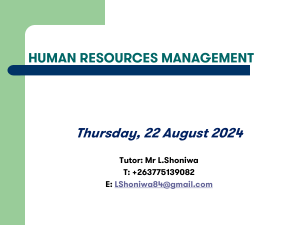 Human Resources Management Lecture Notes