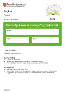 Cambridge English Stage 9 Non-fiction Paper 1 (2024) - Exam Practice