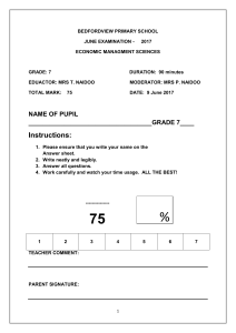 Grade 7 EMS Exam: Economics, Finance, Entrepreneurship