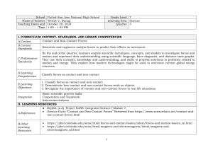 Contact & Non-Contact Forces Lesson Plan - Grade 7 Science