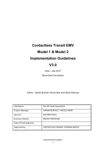 Contactless Transit EMV Implementation Guidelines V3.0