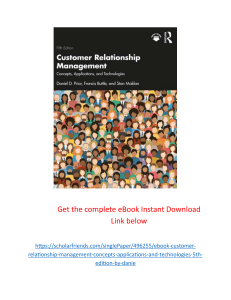 eBook Customer Relationship Management Concepts, Applications and Technologies 5th Edition By Daniel D. Prior, Francis Buttle, Stan Maklan