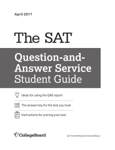 SAT QAS Student Guide: April 2017 | Test Scoring & Analysis