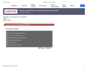Metallurgical Processes: Measurement Exercises