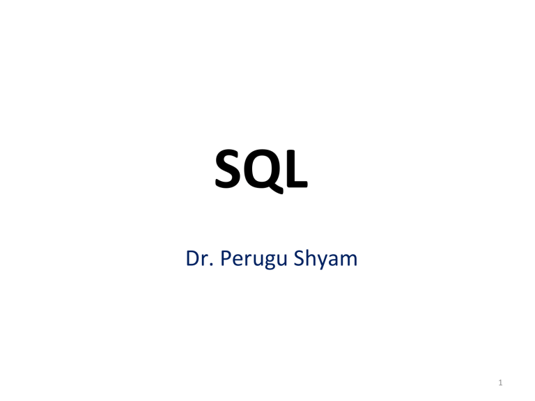 SQL Overview: Structured Query Language Presentation