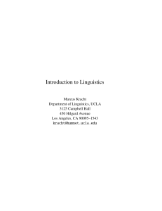 Introduction to Linguistics: UCLA Course Notes by Marcus Kracht