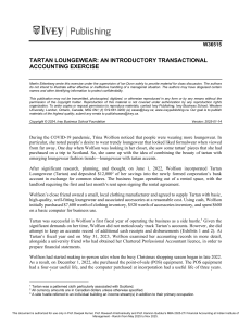 Tartan Loungewear: Introductory Transactional Accounting Exercise