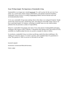 Sustainable Living: Importance & Benefits Essay