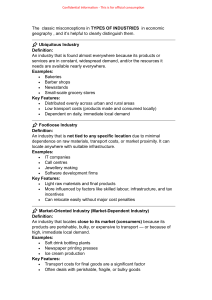 Types of Industries: Ubiquitous, Footloose, Market-Oriented