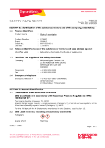 Butyl Acetate Safety Data Sheet (SDS) - Hazards & Safety Info