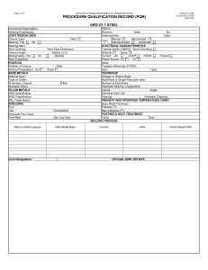 AWS D1.1 Steel Welding PQR Form - Procedure Qualification Record
