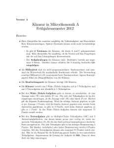 Mikro&ouml;konomik Klausur, Fr&uuml;hjahr 2012