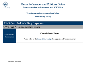 AWS Welding Inspector Exam References & Editions Guide
