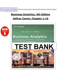 Business Analytics Test Bank: Camm, 4th Edition