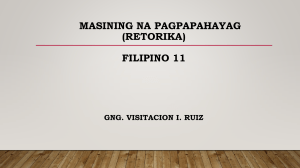 Filipino Rhetoric: Masining na Pagpapahayag Course