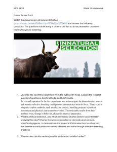 Unnatural Selection: Evolution Homework Assignment